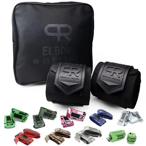 PR Personal Record Elbow Wraps for Weightlifting - 36 Inch Length, 3 Inch Width | Heavy Duty Construction & 25% More Elasticity thumbnail 1