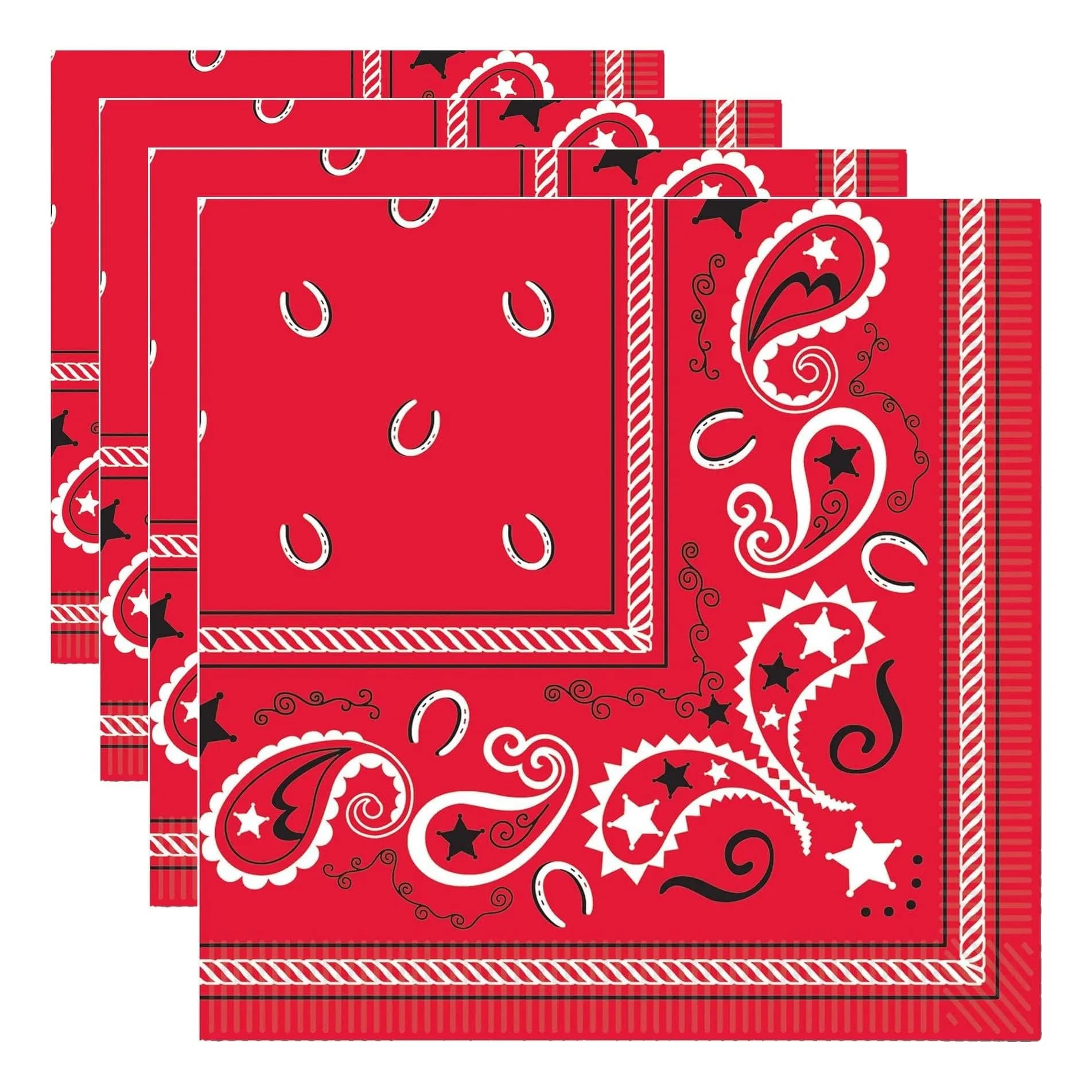 Beistle Cowboy Bandana Beverage Napkins (Pack of 4, 16 Count) | Classic Western Design for Parties - main product image