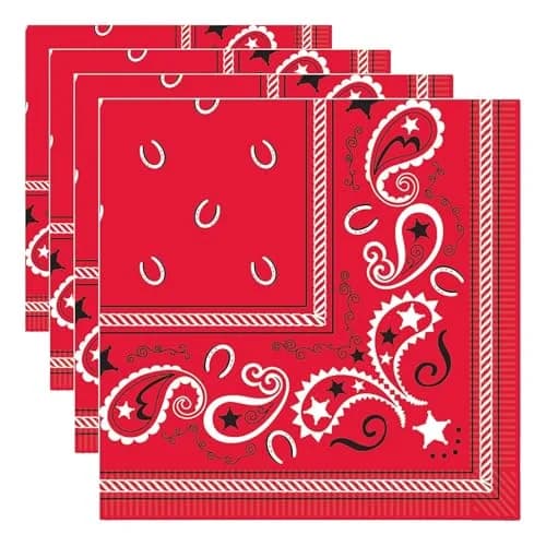 Beistle Cowboy Bandana Beverage Napkins (Pack of 4, 16 Count) | Classic Western Design for Parties thumbnail 1