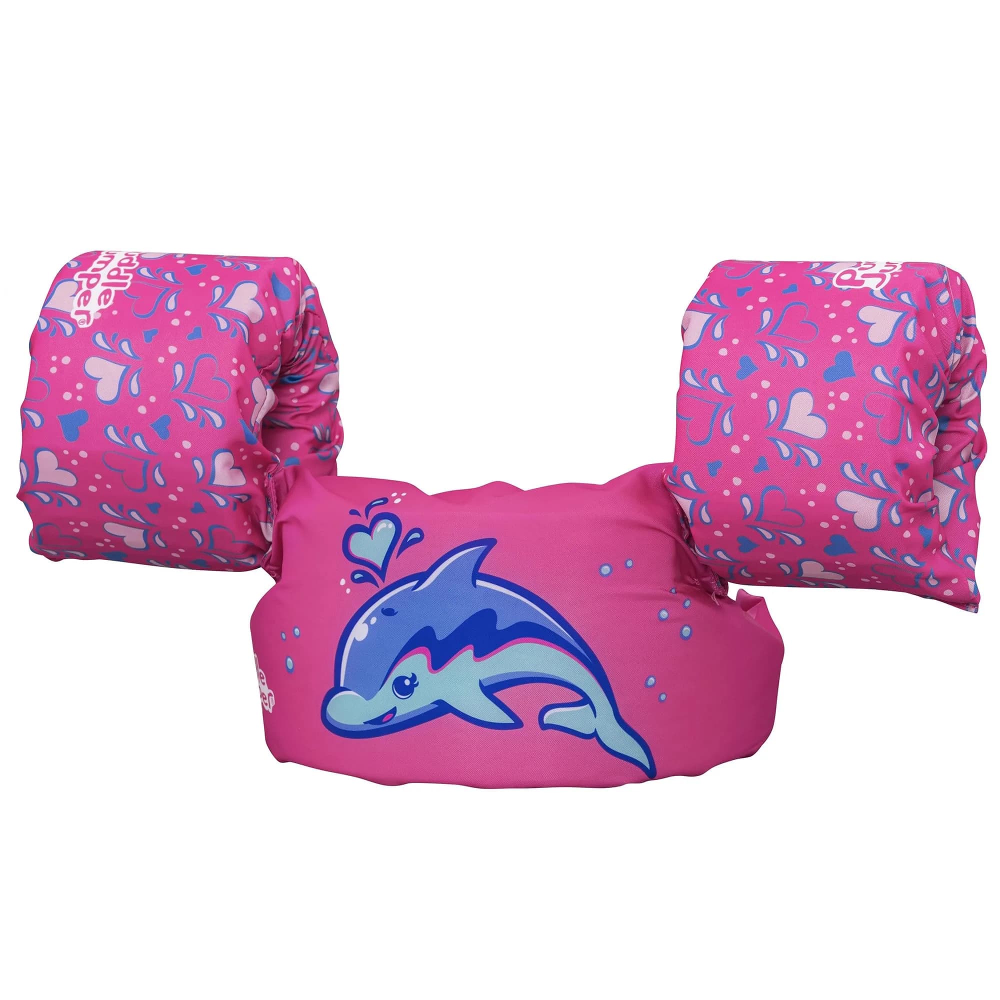 Bestway Puddle Jumper Kids Life Vest with Armbands | US Coast Guard Approved | Youth Swim Trainer | 15-25kg | Adjustable | Polyester | Pink Dolphin