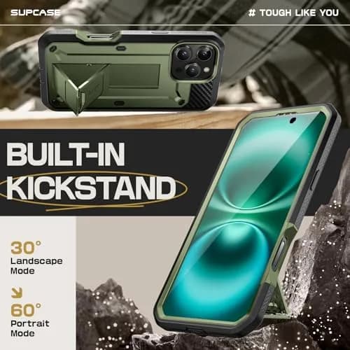 SUPCASE iPhone 16 Pro Max Case with Screen Protector & Stand | Drop Tested 20ft, Shockproof, Detachable Belt Clip, Full Body Protection thumbnail 4