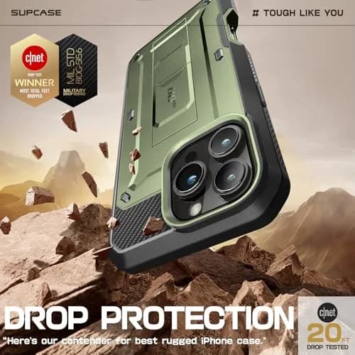 SUPCASE iPhone 16 Pro Max Case with Screen Protector & Stand | Drop Tested 20ft, Shockproof, Detachable Belt Clip, Full Body Protection thumbnail 3