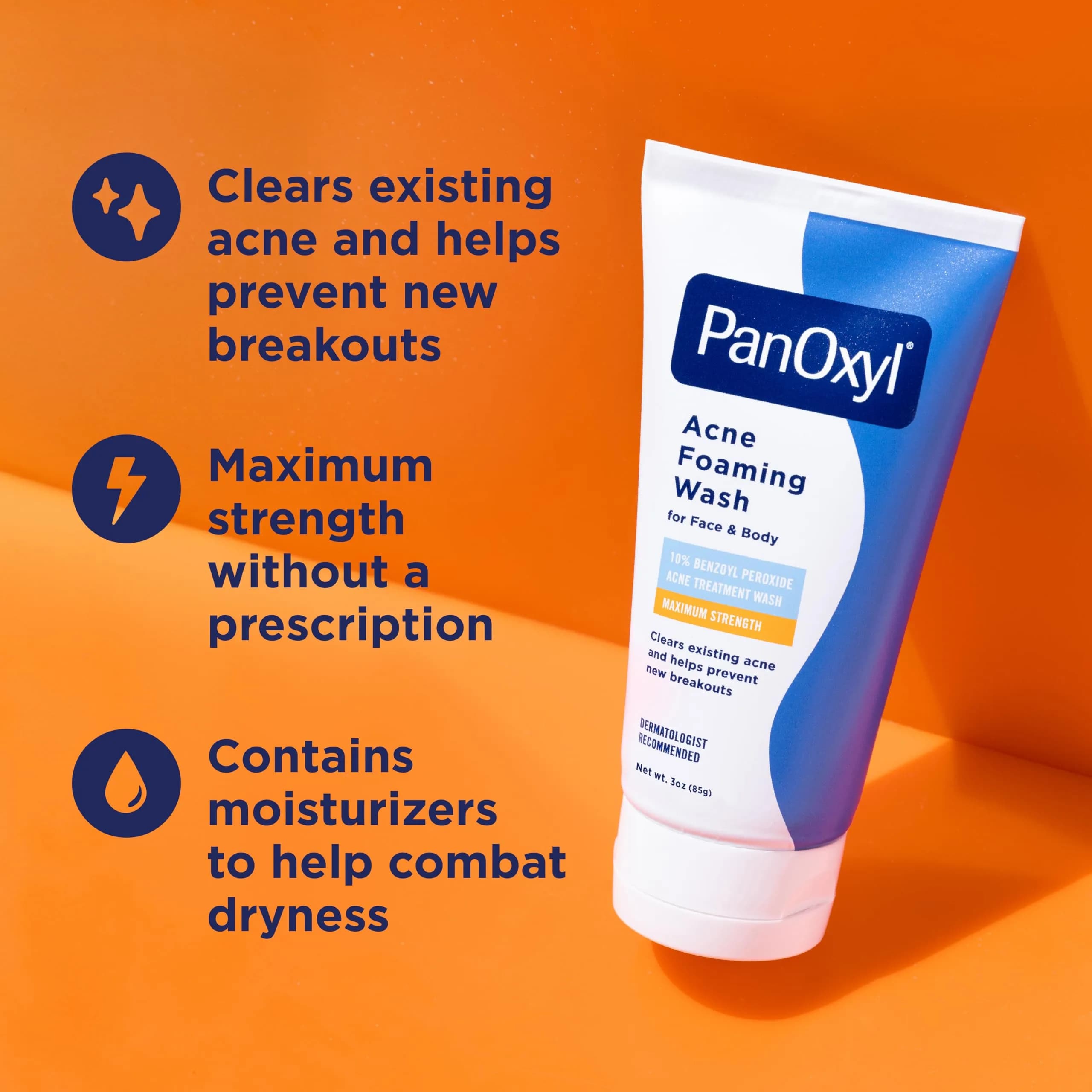 PanOxyl Acne Foaming Wash 10% Benzoyl Peroxide 85g (3 oz) | Kills Acne Bacteria on Contact - view 2