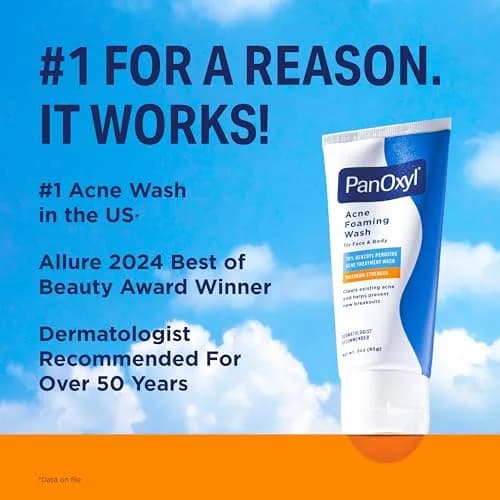 PanOxyl Acne Foaming Wash 10% Benzoyl Peroxide 85g (3 oz) | Kills Acne Bacteria on Contact thumbnail 3
