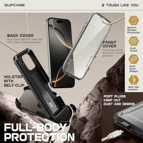 SUPCASE iPhone 16 Pro Max Case with Screen Protector & Stand, Tigray | Shockproof Dual-Layer Design thumbnail 5