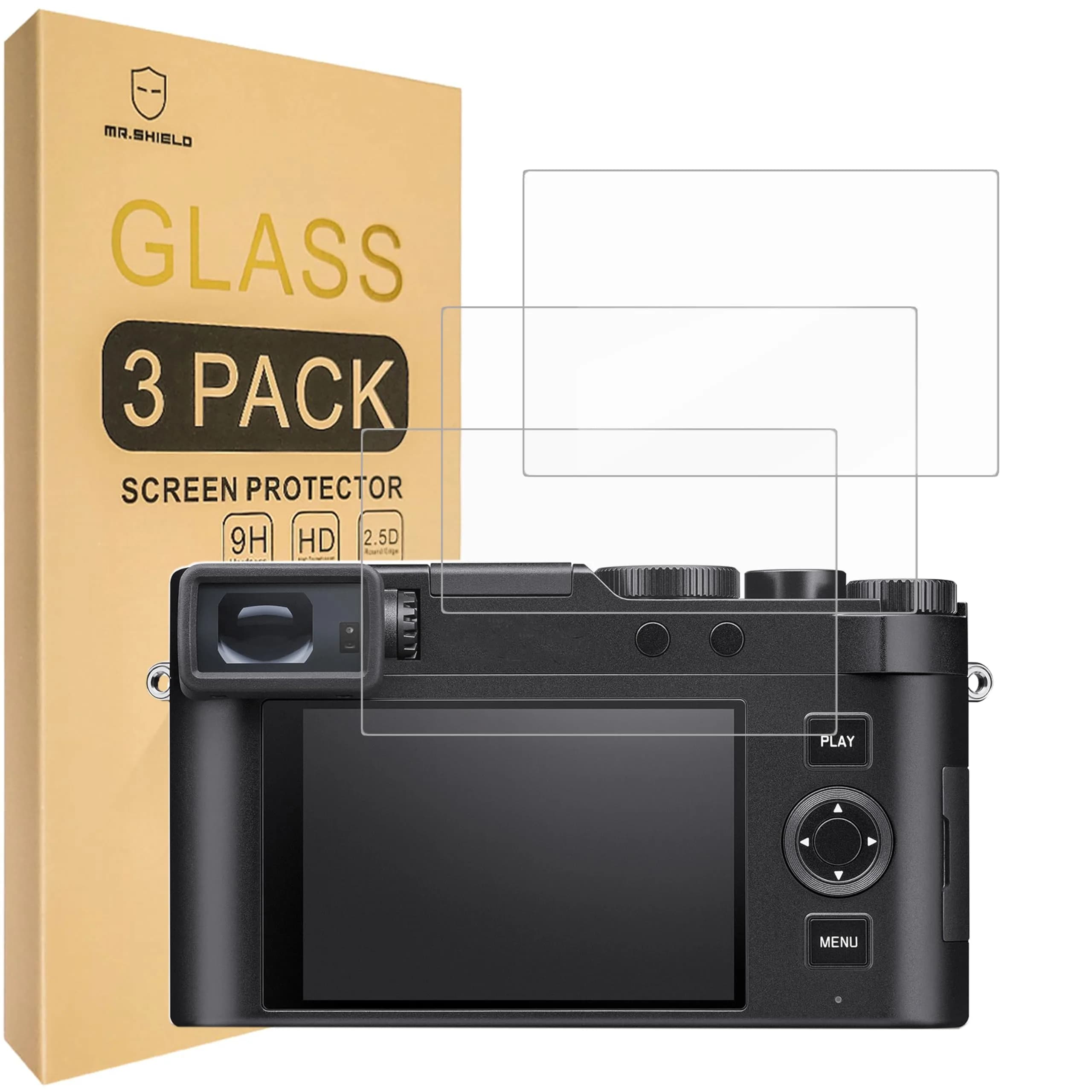 Mr.Shield 3-Pack Tempered Glass Screen Protector for Leica D-LUX 8/D-LUX 7 | Japan Glass, 9H Hardness, HD Clarity — clear