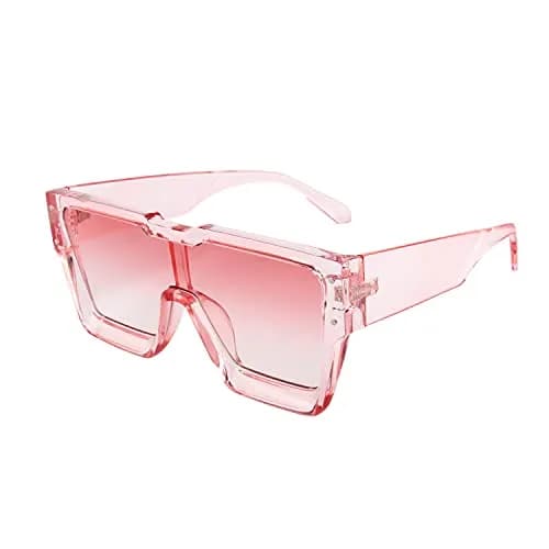 KENBO Oversized Crystal Pink Frame & Lens Square Sunglasses for Women & Men thumbnail 1
