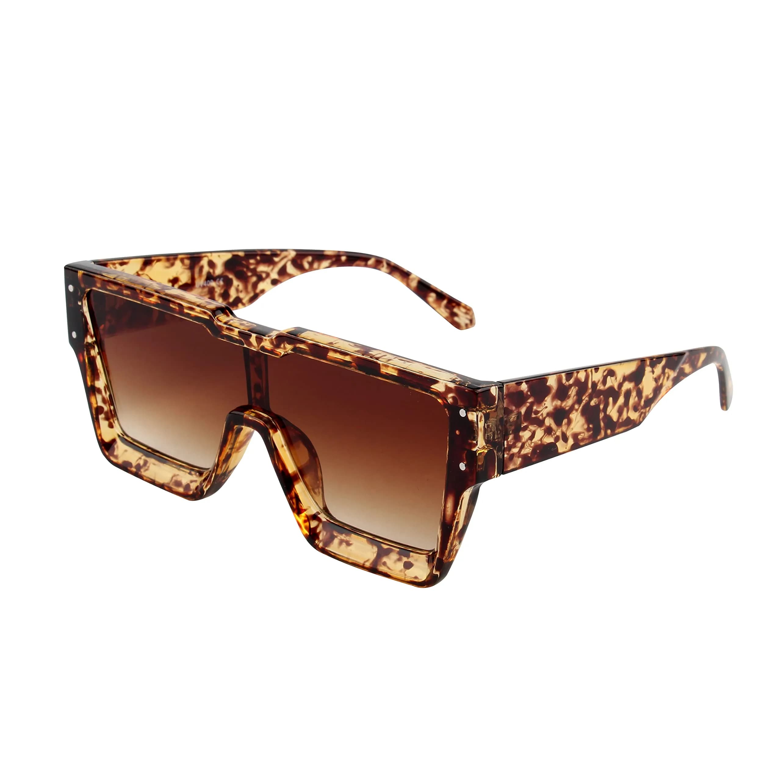 KENBO Oversized Square Tortoise Frame Sunglasses with Gradient Brown Polarized Lenses for Women & Men - main product image