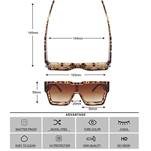 KENBO Oversized Square Tortoise Frame Sunglasses with Gradient Brown Polarized Lenses for Women & Men thumbnail 4