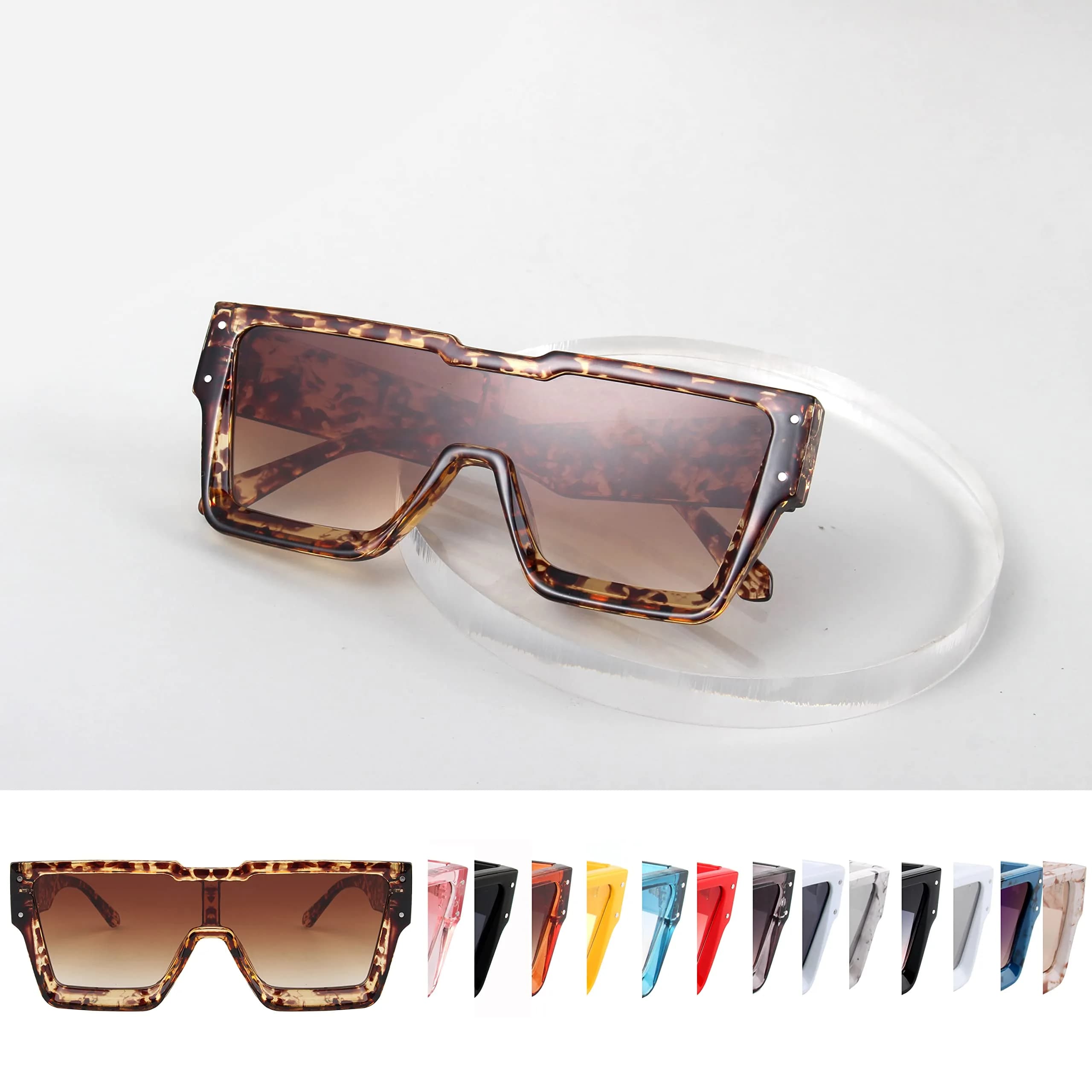 KENBO Oversized Square Tortoise Frame Sunglasses with Gradient Brown Polarized Lenses for Women & Men - view 5