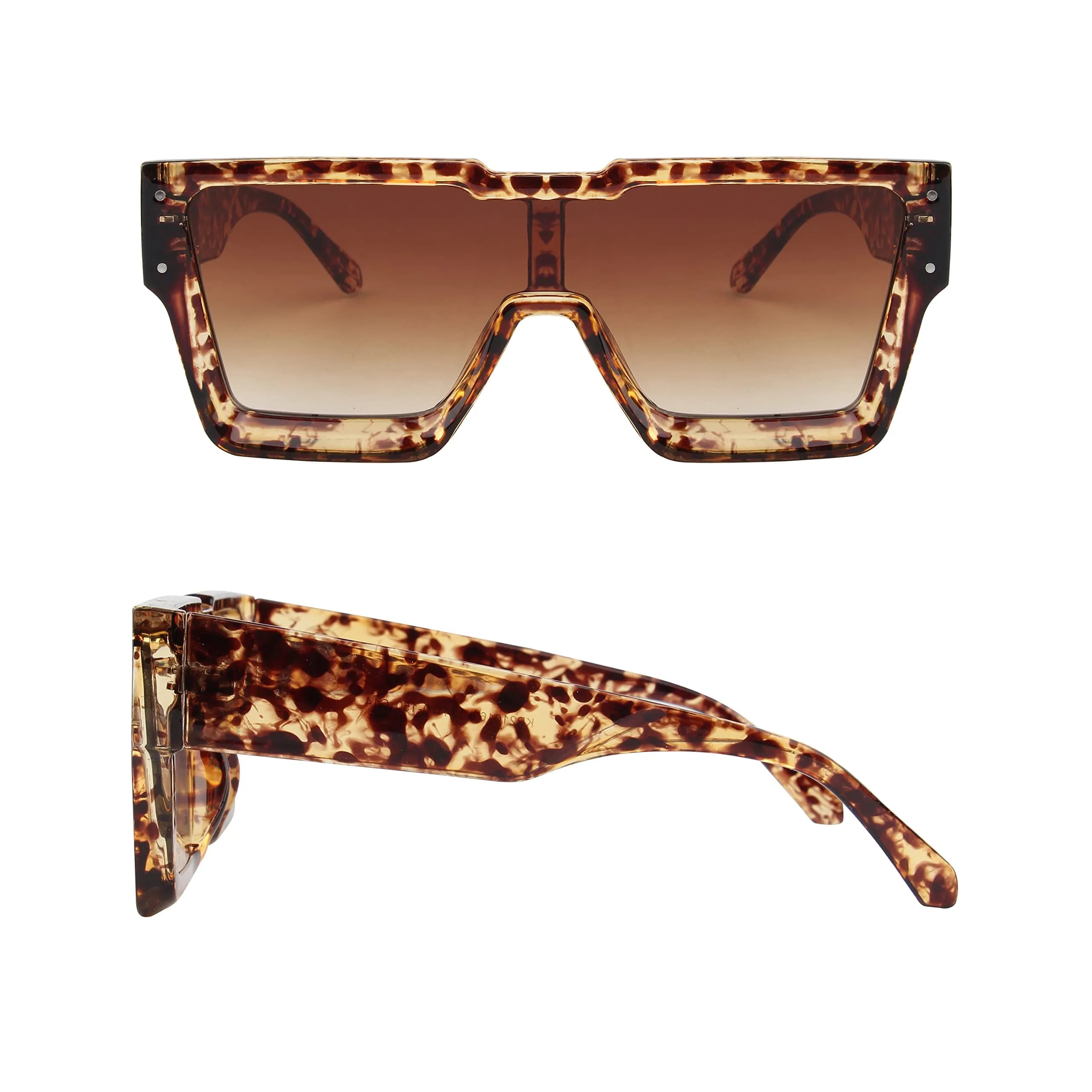 KENBO Oversized Square Tortoise Frame Sunglasses with Gradient Brown Polarized Lenses for Women & Men - view 3