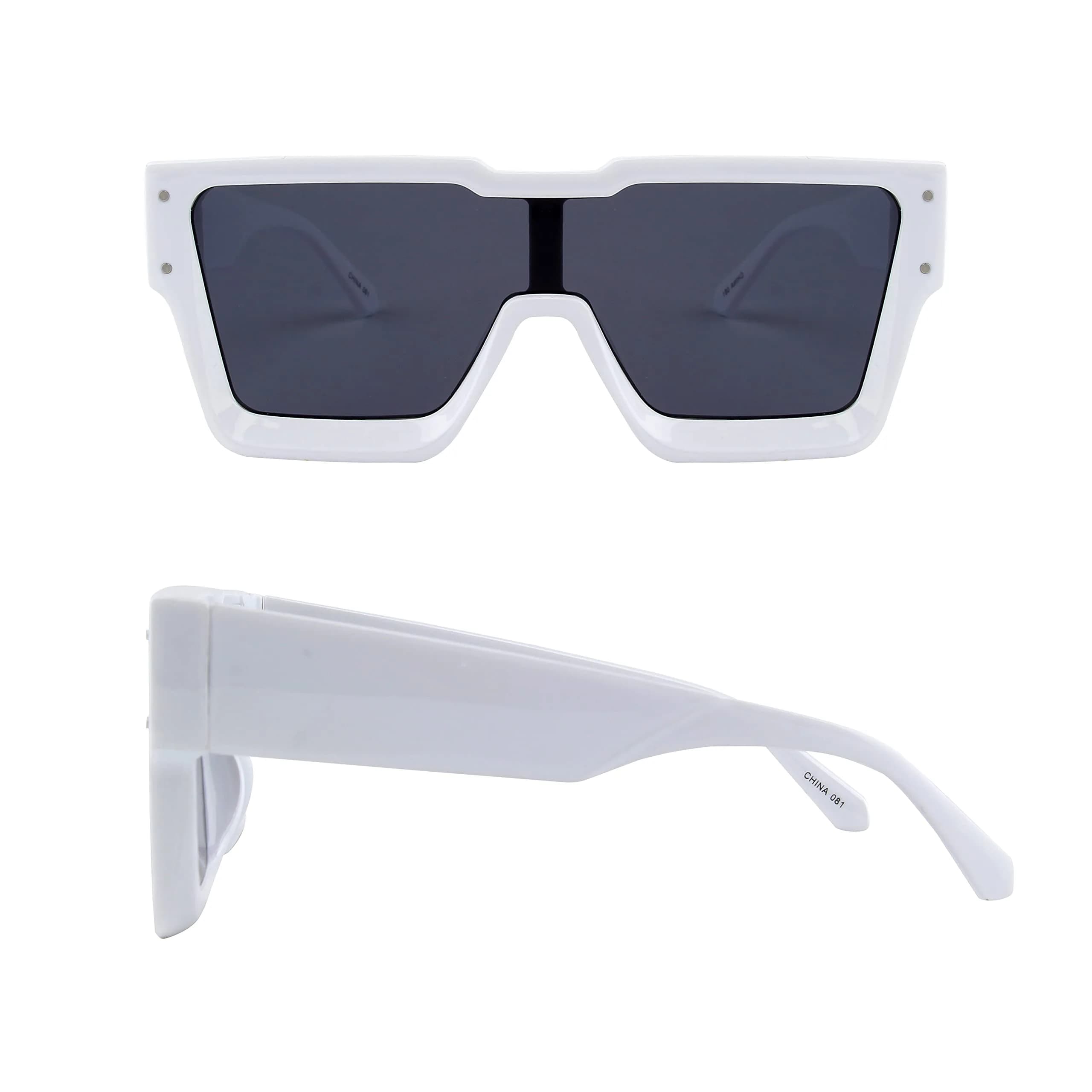 KENBO Oversized White Frame Dark Grey Lens Square Sunglasses for Women Men - view 4