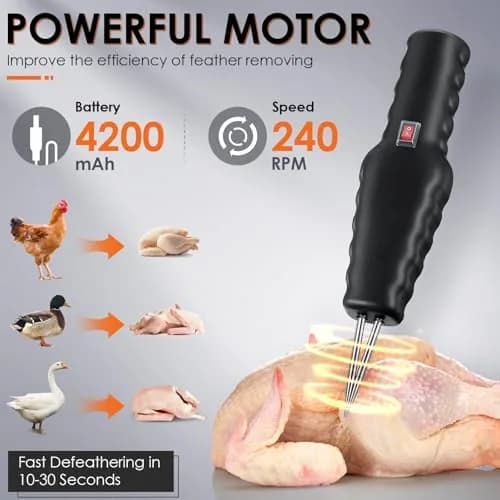 Saillong Handheld Chicken Plucker 1 Pack Black | Removes Pin Feathers Efficiently thumbnail 2