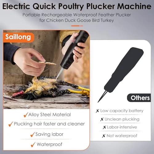 Saillong Handheld Chicken Plucker 1 Pack Black | Removes Pin Feathers Efficiently thumbnail 3