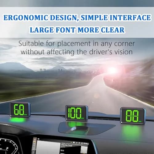 Salior Car GPS Speedometer HUD Display 2.98 x 1.96 inch | Digital Speed Test for Cars thumbnail 4