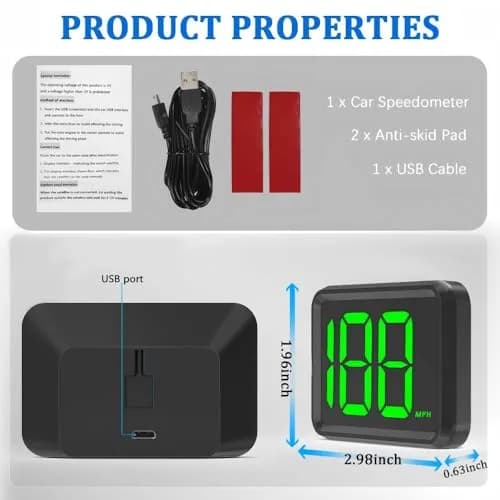 Salior Car GPS Speedometer HUD Display 2.98 x 1.96 inch | Digital Speed Test for Cars thumbnail 2