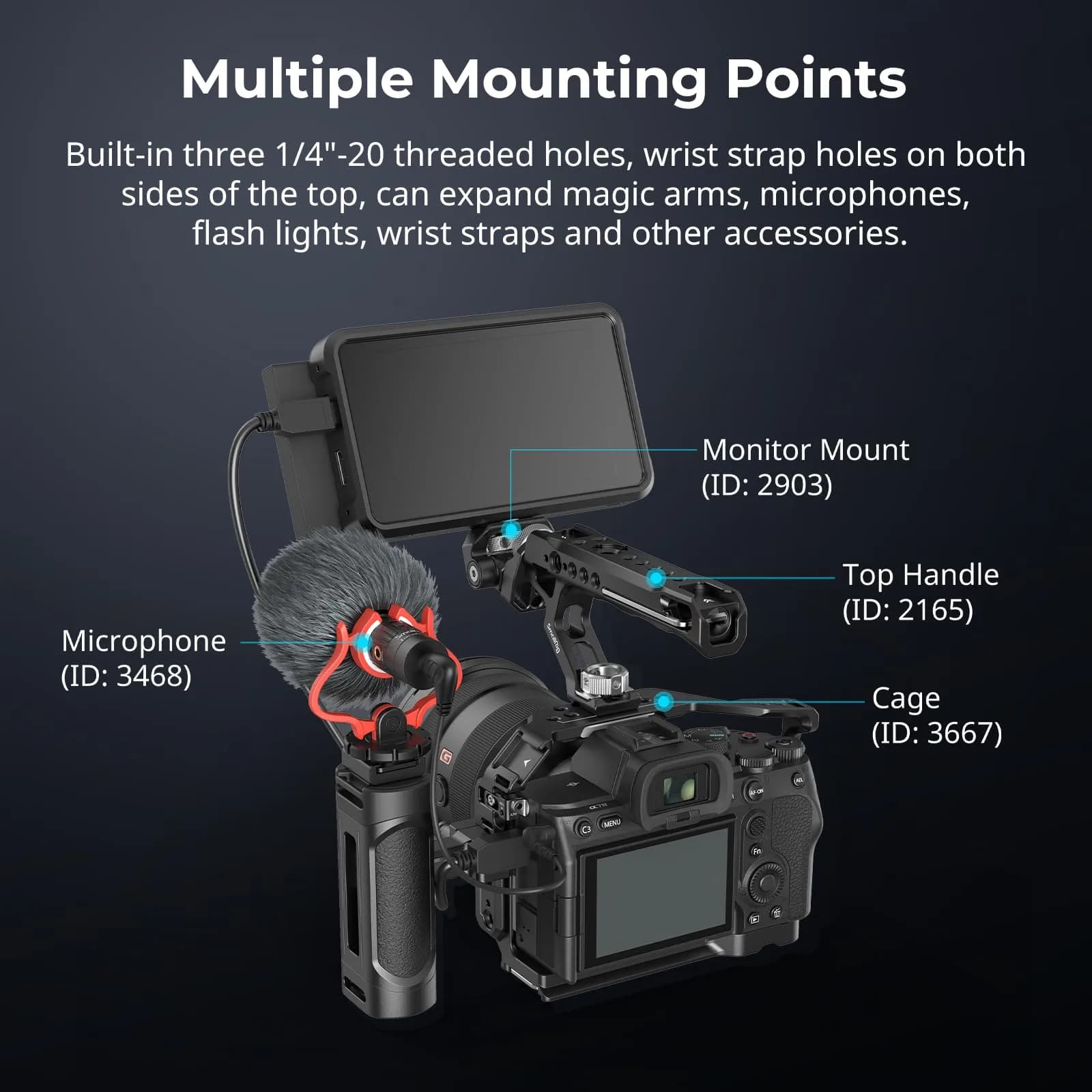 SmallRig Mini Camera Side Handle Kit 4816 with NATO Clamp & 1/4"-20 Screws | Ergonomic Grip for Left/Right Hand - view 6
