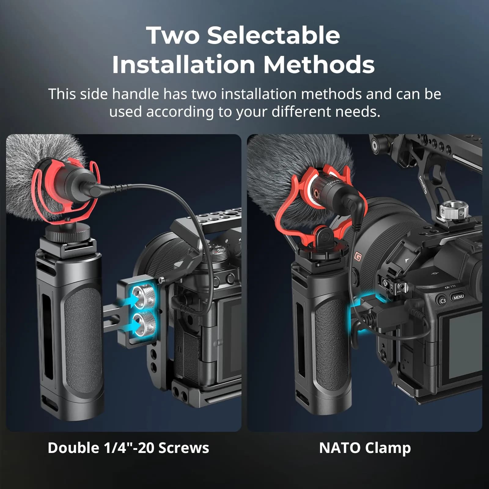 SmallRig Mini Camera Side Handle Kit 4816 with NATO Clamp & 1/4"-20 Screws | Ergonomic Grip for Left/Right Hand - view 4