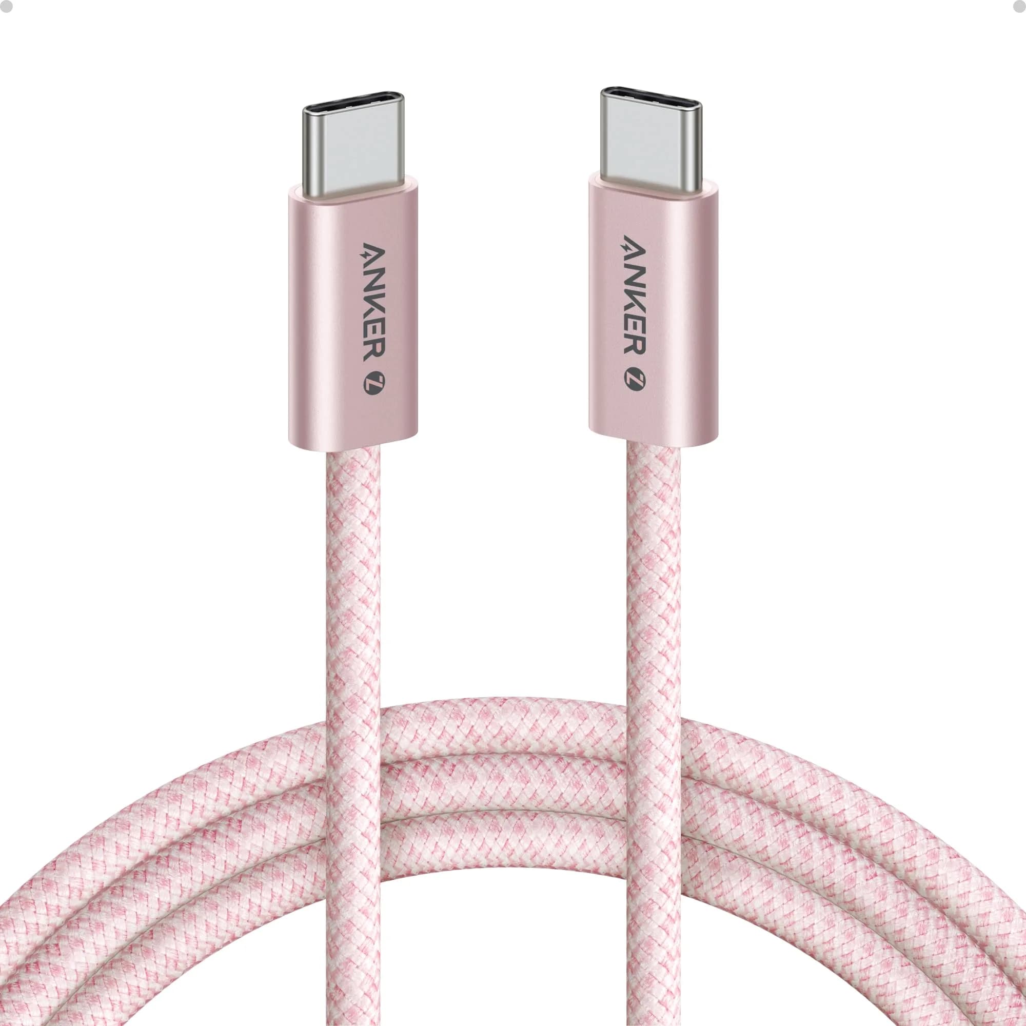 Anker Zolo USB-C to USB-C Cable 6 ft (1.83 m) | 240W PD 3.1 Fast Charging, 480 Mbps Data, Pink Braided - main product image