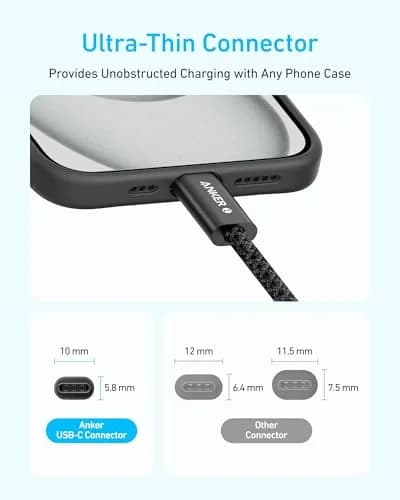 Anker Zolo USB-C to USB-C Cable 6 ft (1.83 m) | 240W PD 3.1 Fast Charging, 480 Mbps Data, Pink Braided thumbnail 3
