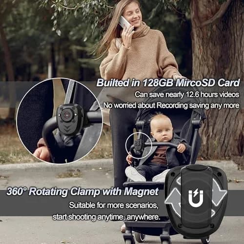 KSADBOSSBO Body Camera 128GB Night Vision 1080P | Portable Security Cam for Outdoor & Law Enforcement thumbnail 5