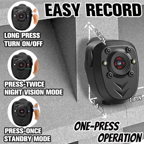 KSADBOSSBO Body Camera 128GB Night Vision 1080P | Portable Security Cam for Outdoor & Law Enforcement thumbnail 2