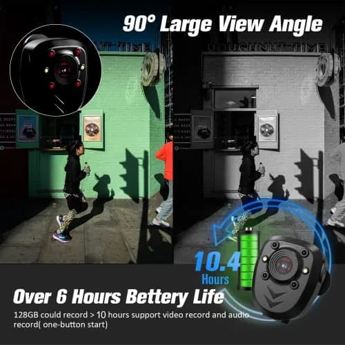 KSADBOSSBO Body Camera 128GB Night Vision 1080P | Portable Security Cam for Outdoor & Law Enforcement thumbnail 3