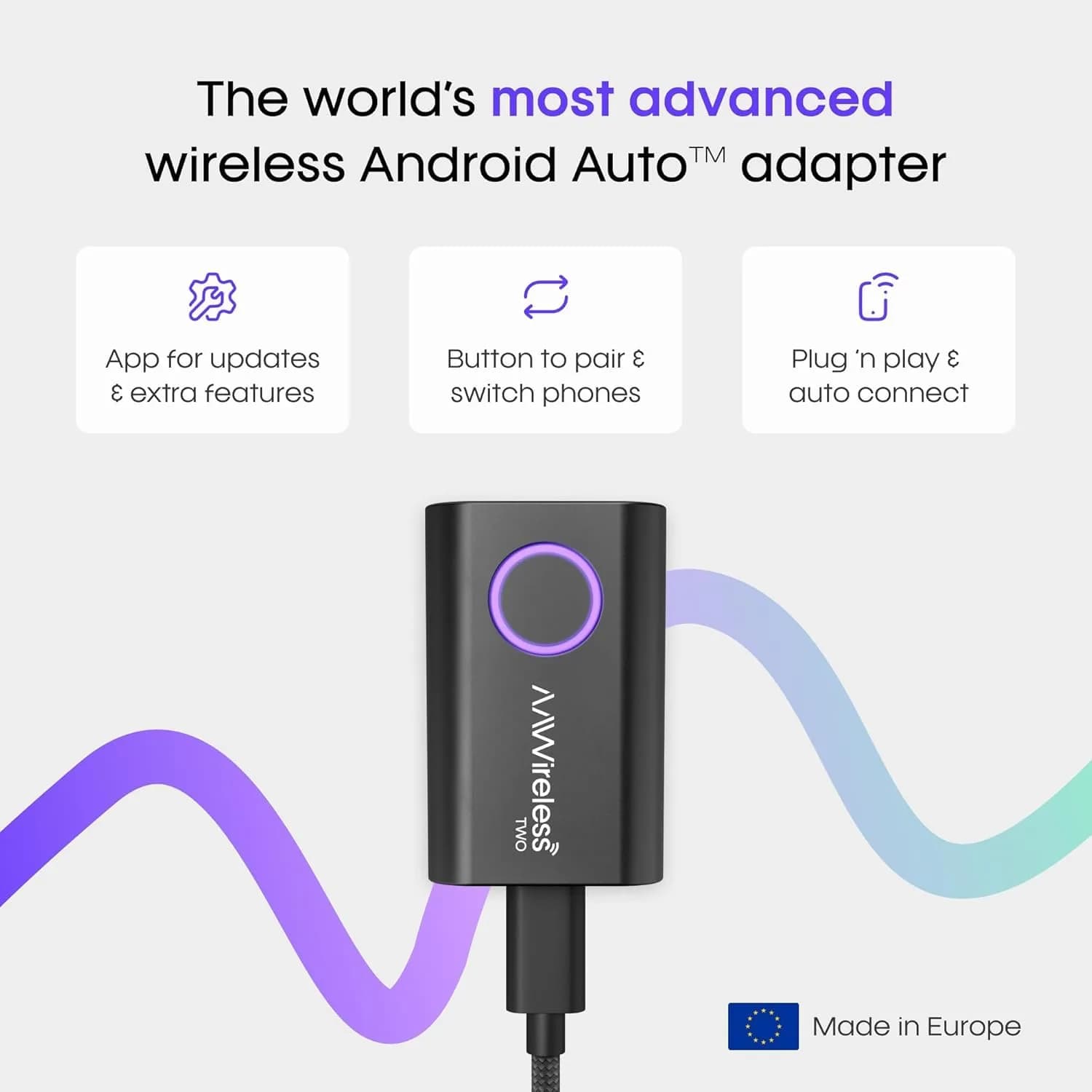 AAWireless TWO Wireless Android Auto Adapter 15cm (5.9in) | Convert Wired Android Auto to Wireless - view 3