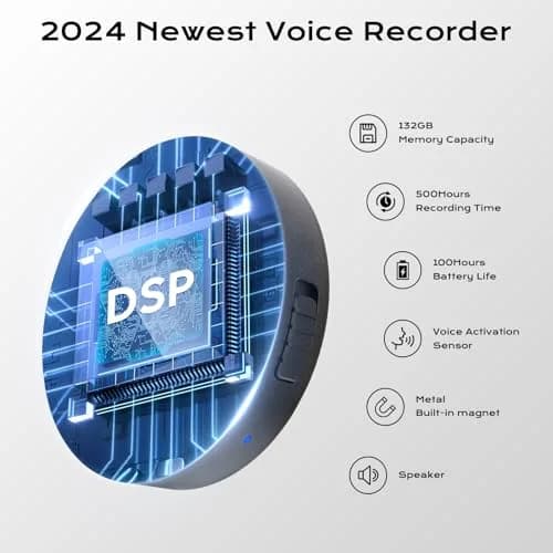 Elasound 132GB Voice Activated Recorder with AI Noise Reduction | 9800 Hour Storage & 100H Battery thumbnail 2