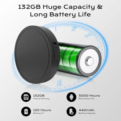 Elasound 132GB Voice Activated Recorder with AI Noise Reduction | 9800 Hour Storage & 100H Battery thumbnail 3