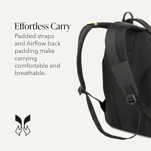 SwissGear Bungee Core Laptop Backpack, Black/Gold, 26L | Compact, Breathable & Organized for Daily Commutes thumbnail 5