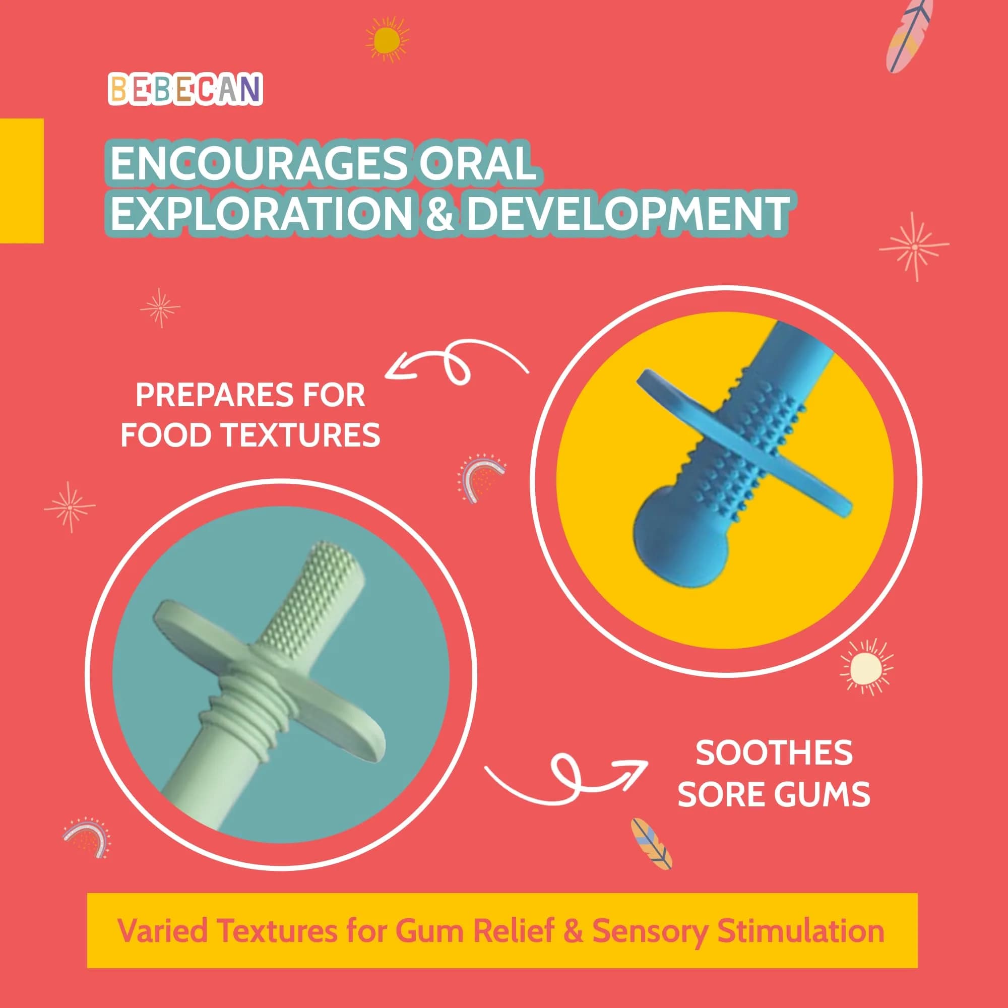 Bebecan Shielded Teething Tubes – Soft Silicone, Anti-Choking, Clip-Attachable, BPA-Free for Babies - view 3