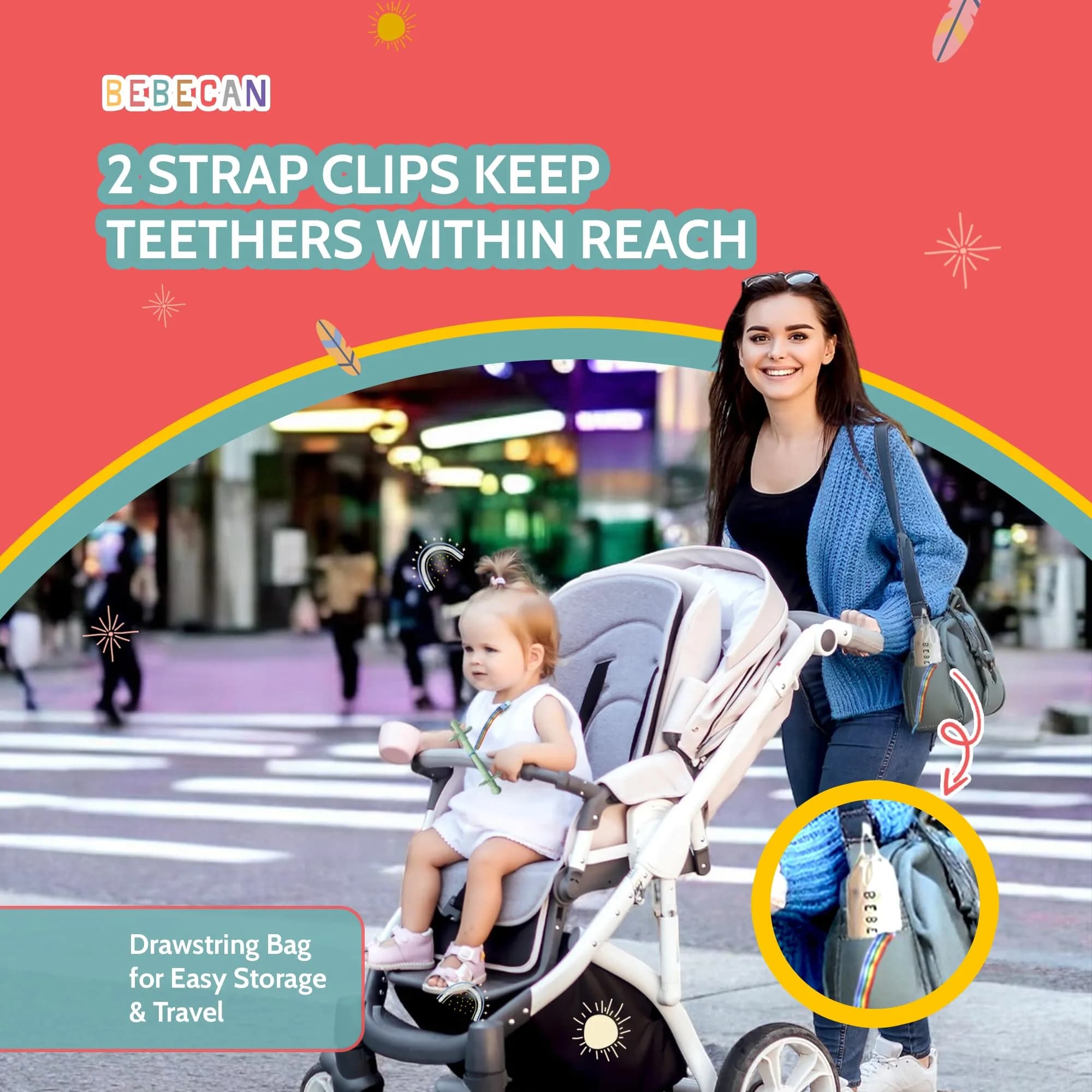 Bebecan Shielded Teething Tubes – Soft Silicone, Anti-Choking, Clip-Attachable, BPA-Free for Babies - view 4