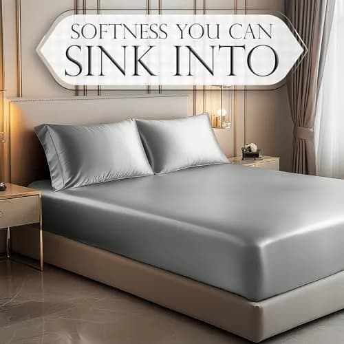 DECOLURE Satin Fitted Sheet King Size | Silky, Soft & Durable Bed Cover thumbnail 4