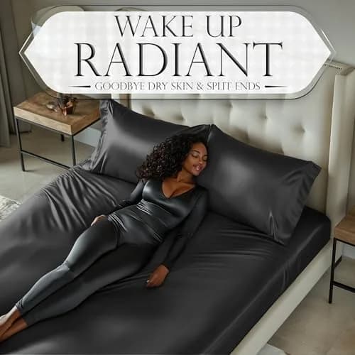 DECOLURE Satin Fitted Sheet King Size 78" L x 80" W x 15" D | Luxury Silky Smooth Fabric | Stone Grey thumbnail 5