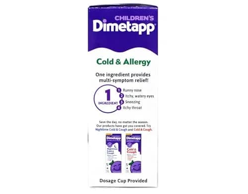 Dimetapp Children's Cold & Allergy Liquid, Grape Flavor | 4 fl oz, Safe & Effective for Kids 6+ thumbnail 3