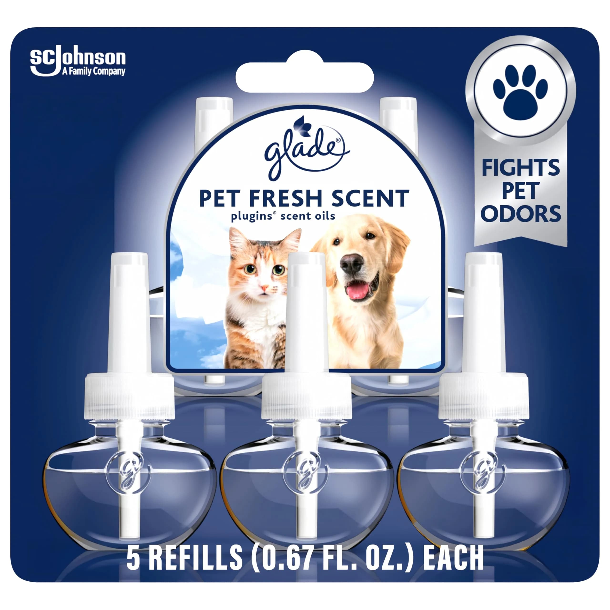 Glade PlugIns Air Freshener Refills Pet Fresh Scent 100ml (5 x 20ml) | Fights Pet Odors - main product image