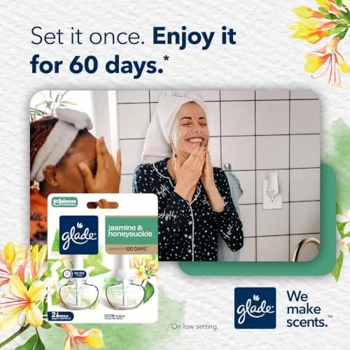 Glade PlugIns Air Freshener Refills Jasmine & Honeysuckle 167.5ml (5 x 33.5ml) | Infused with Essential Oils thumbnail 5