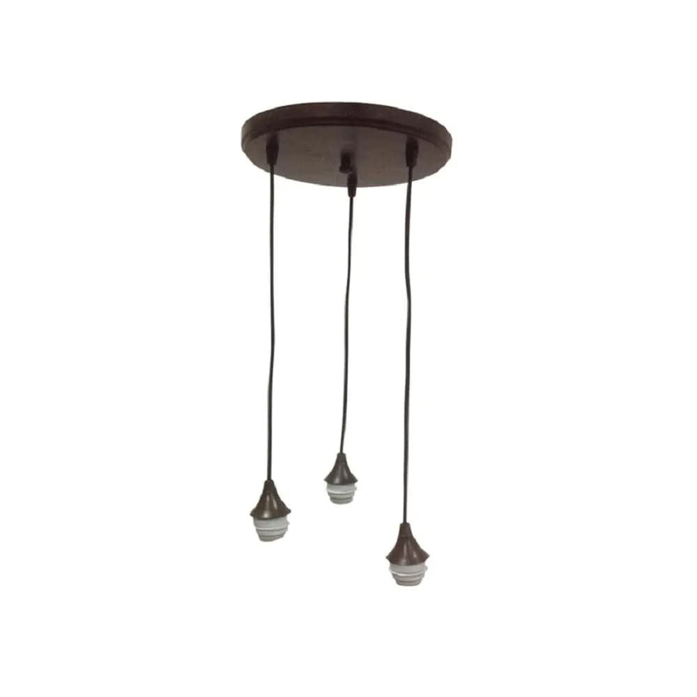 Litex Industries 3-Light Mini Ceiling Pendant in French Bronze | Adjustable Cord, Glass Ring — French Bronze