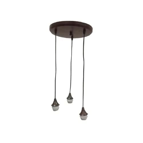 Litex Industries 3-Light Mini Ceiling Pendant in French Bronze | Adjustable Cord, Glass Ring thumbnail 1