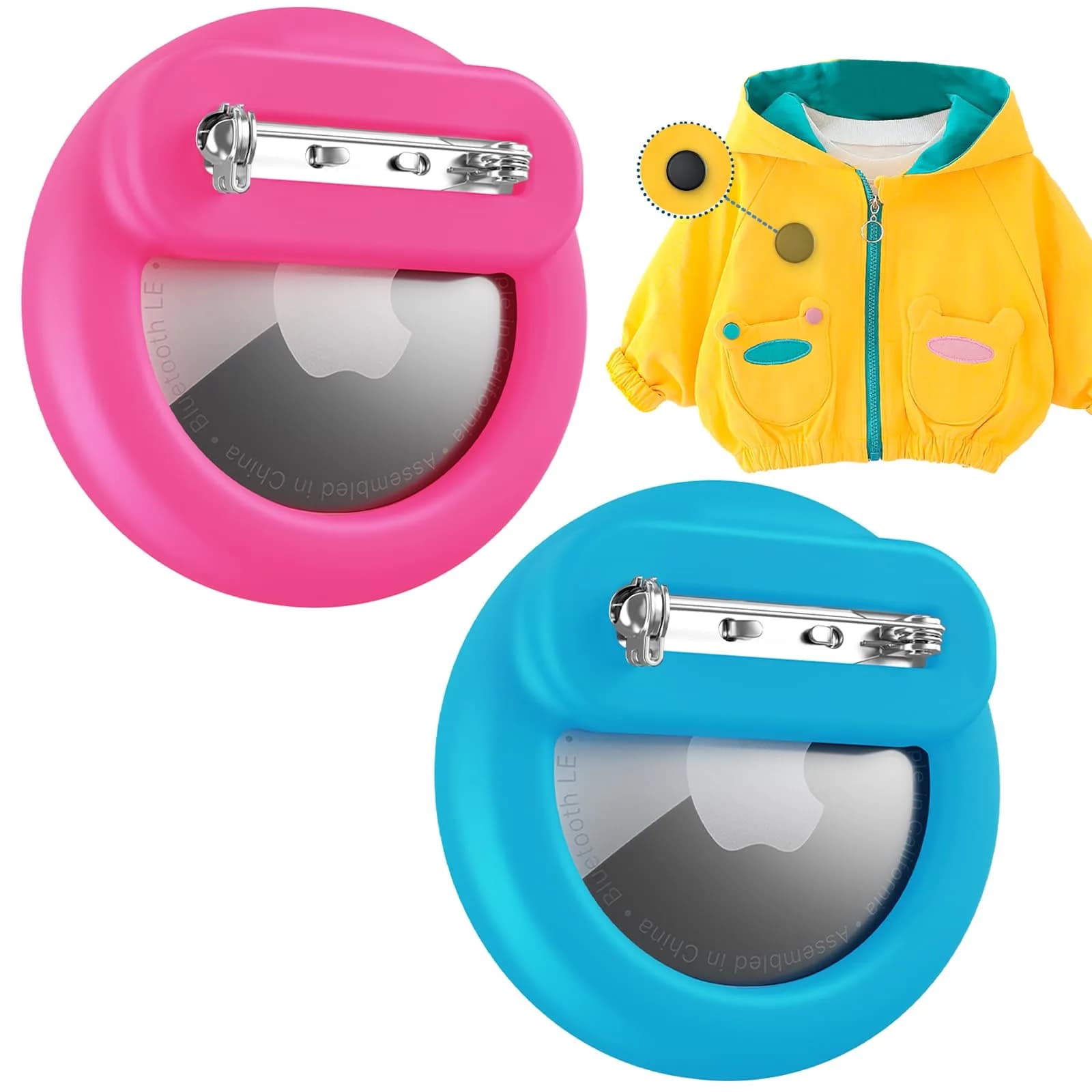 PerfiPro Airtag Holder for Kids 4 Pack | Hidden, Lightweight & Anti-Lost — Luminous Pink+Luminous Blue