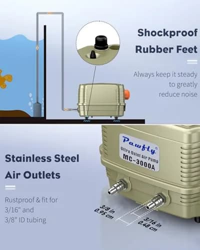 Pawfly Aquarium Air Pump 254 GPH Dual Outlets | Adjustable Quiet Oxygen Pump for Tanks up to 300 Gallons thumbnail 5