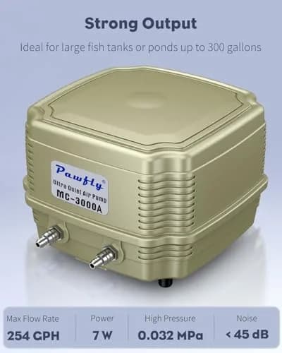 Pawfly Aquarium Air Pump 254 GPH Dual Outlets | Adjustable Quiet Oxygen Pump for Tanks up to 300 Gallons thumbnail 3