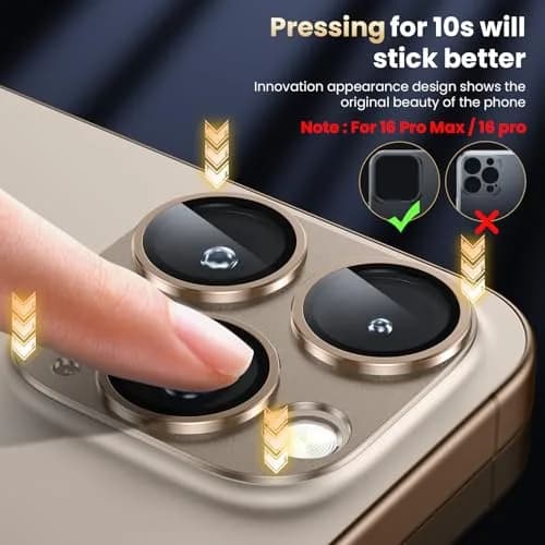 WSKEN Matte Camera Lens Protector for iPhone 16 Pro/Pro Max Desert Titanium | Military Grade Shatterproof thumbnail 3