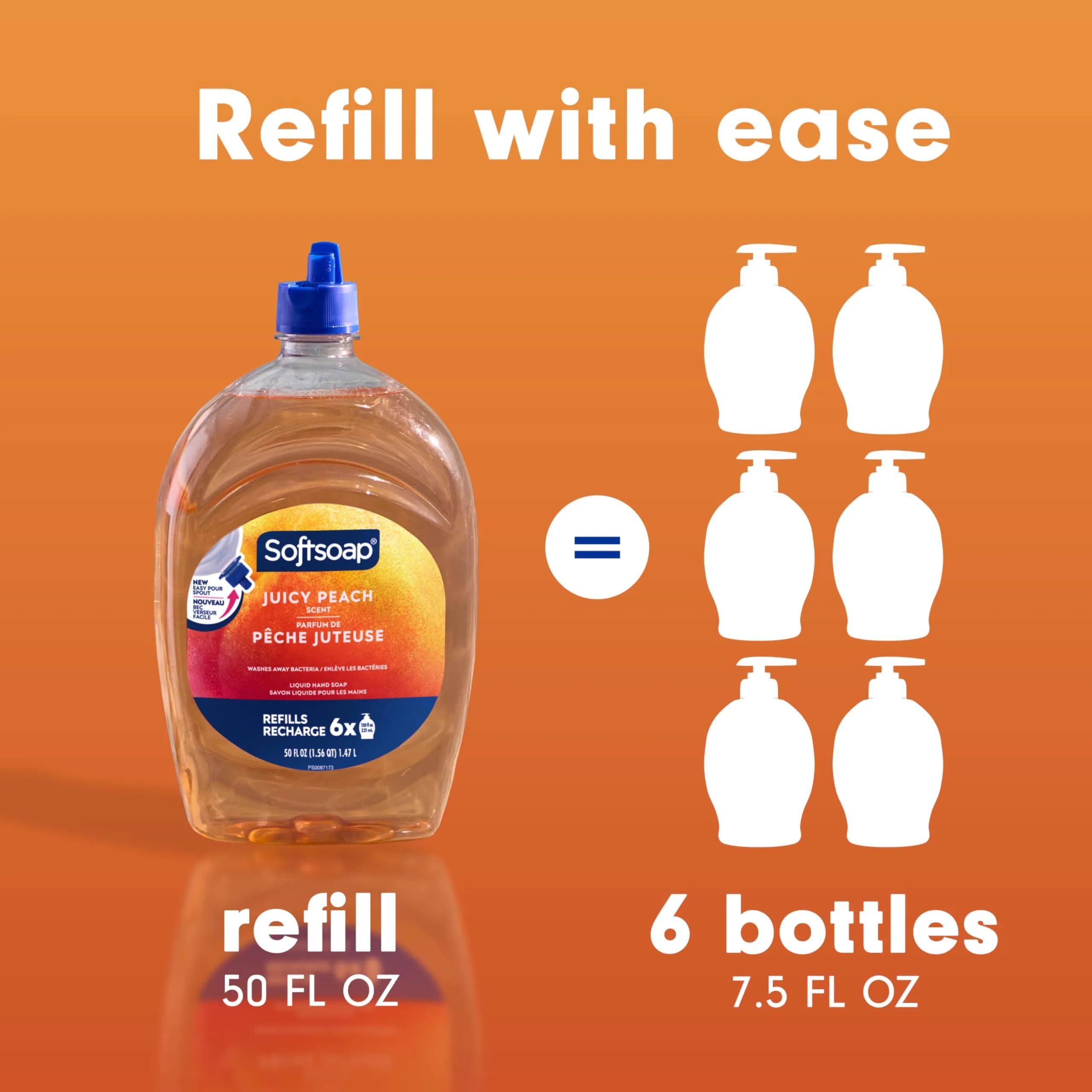 Softsoap Juicy Peach Liquid Hand Soap Refill 1479 ml (50 fl oz) | Gentle, Paraben-Free Formula - view 5