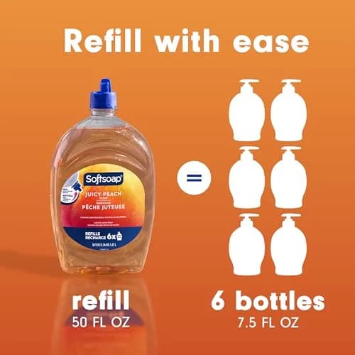 Softsoap Juicy Peach Liquid Hand Soap Refill 1479 ml (50 fl oz) | Gentle, Paraben-Free Formula thumbnail 5