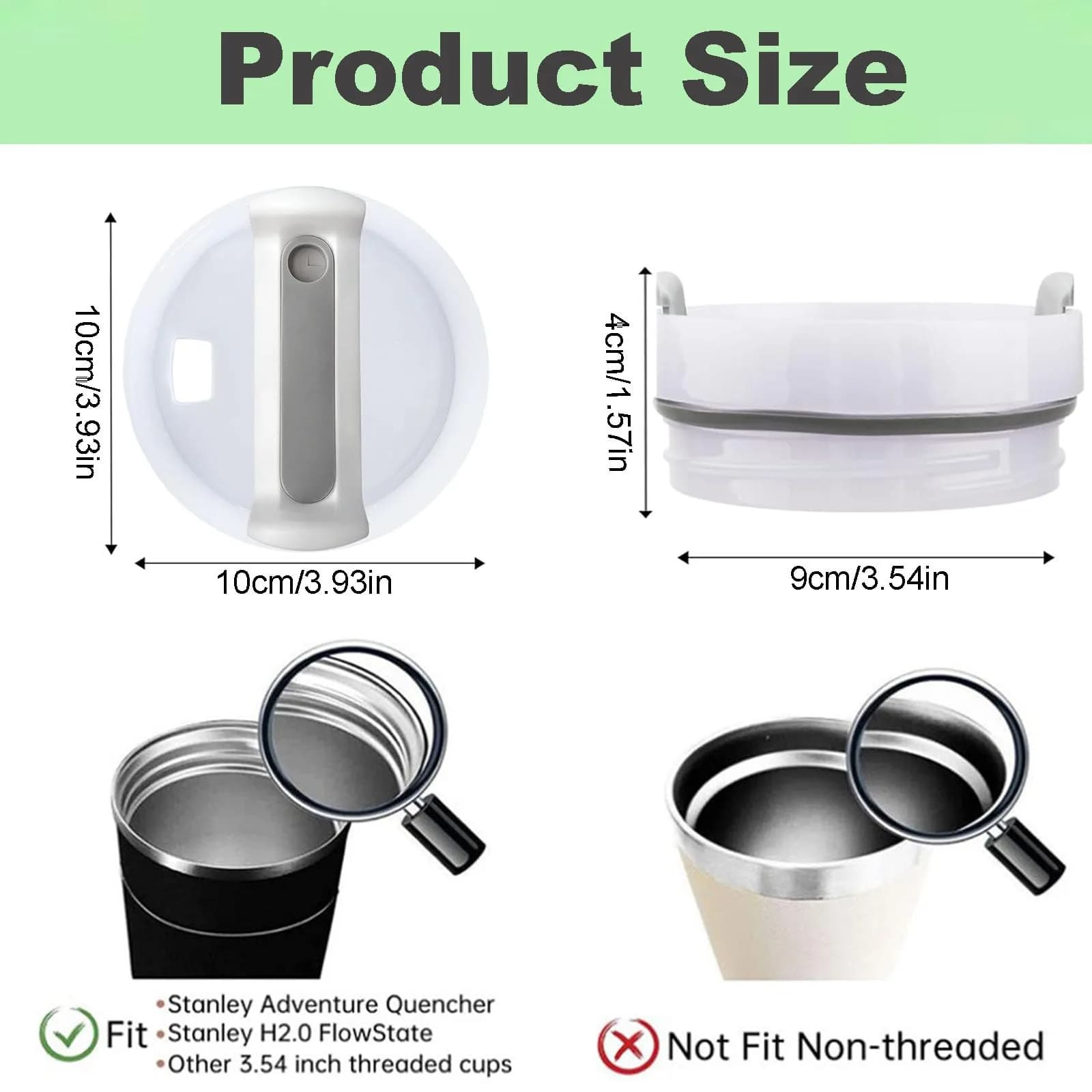 Tazanma 40oz Tumbler Lid Replacement Grey+White (1136ml / 40 Fl Oz) | Spill-Proof & Splash-Resistant - view 2