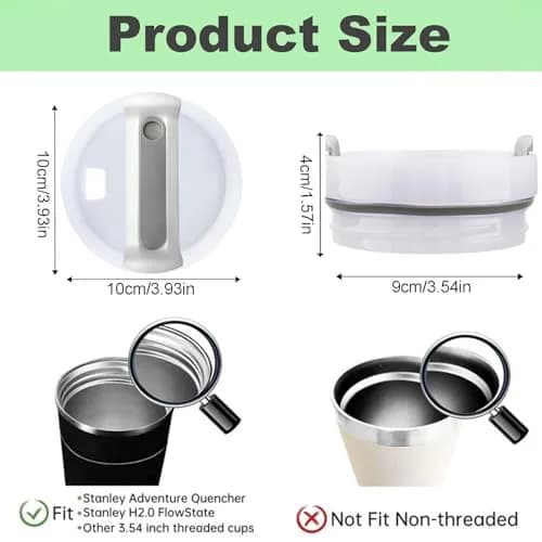 Tazanma 40oz Tumbler Lid Replacement Grey+White (1136ml / 40 Fl Oz) | Spill-Proof & Splash-Resistant thumbnail 2