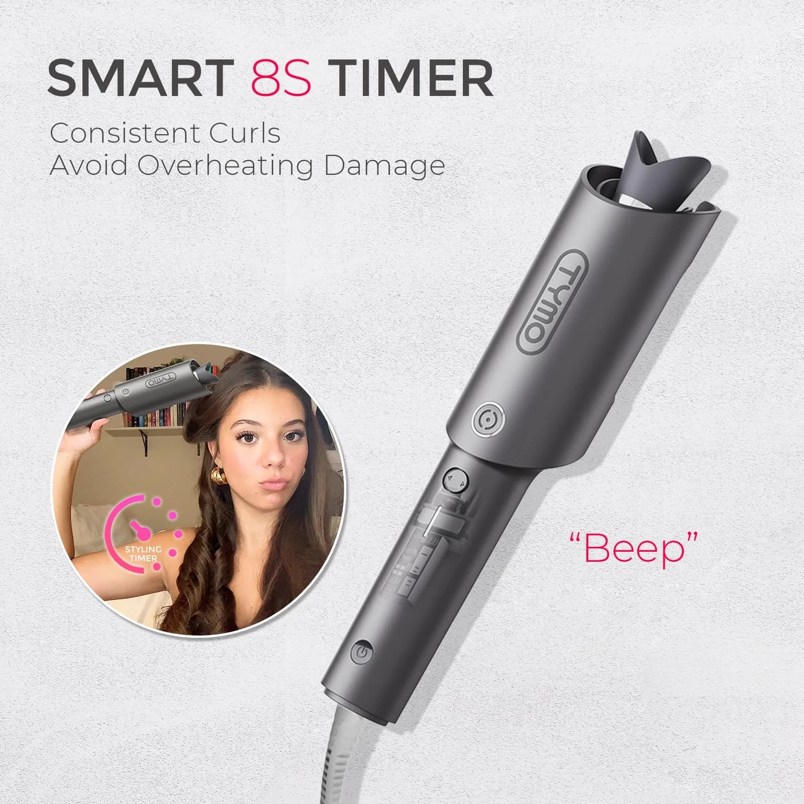 TYMO CURLPRO Automatic Rotating Curling Iron 2.54 cm (1 inch) | Effortless Beach Waves in 10 Minutes - view 6