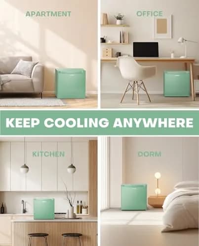 Upstreman 1.7 Cu.ft Mini Fridge with Freezer | Compact, Energy-Efficient, Mint Green thumbnail 7